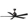 60" Matthews Irene-5 Damp Rated Bronze Black Ceiling Fan with Remote