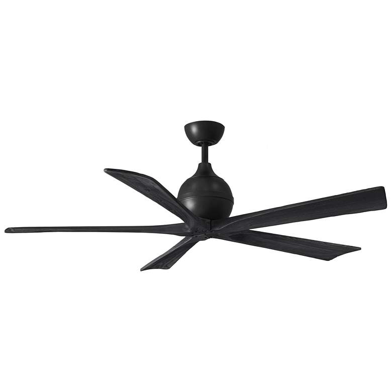 Image 1 60 inch Matthews Irene-5 Damp Rated Matte Black Ceiling Fan with Remote