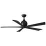 60" Matthews Irene-5 Damp Rated Matte Black Ceiling Fan with Remote