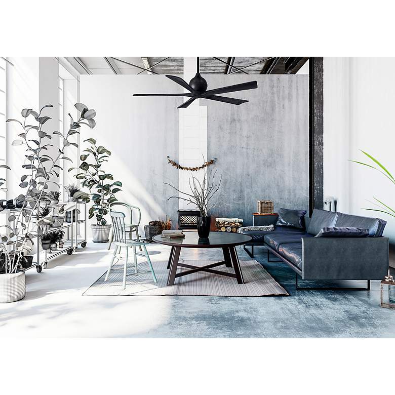 Image 6 60" Matthews Irene-5 Damp Rated Matte Black Ceiling Fan with Remote more views