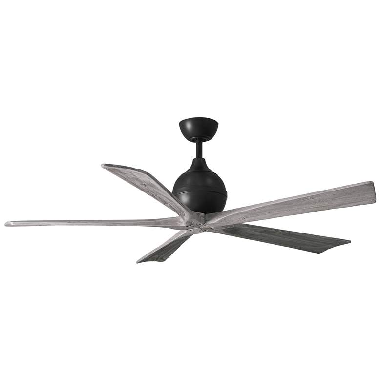 Image 1 60" Matthews Irene-5 Matte Black and Barnwood Damp Remote Ceiling Fan