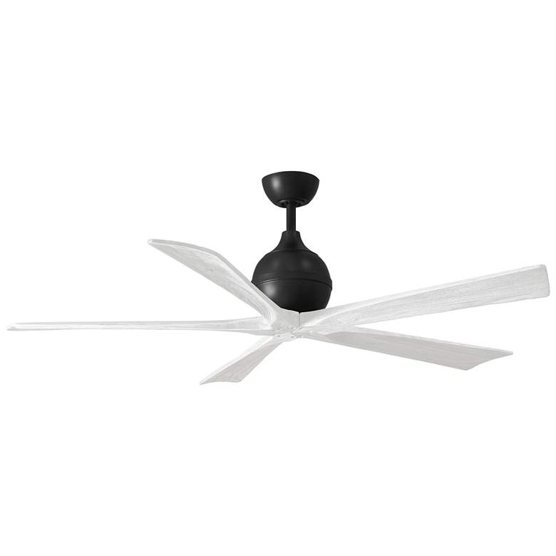 Image 1 60 inch Matthews Irene-5 Matte Black White Damp Ceiling Fan with Remote