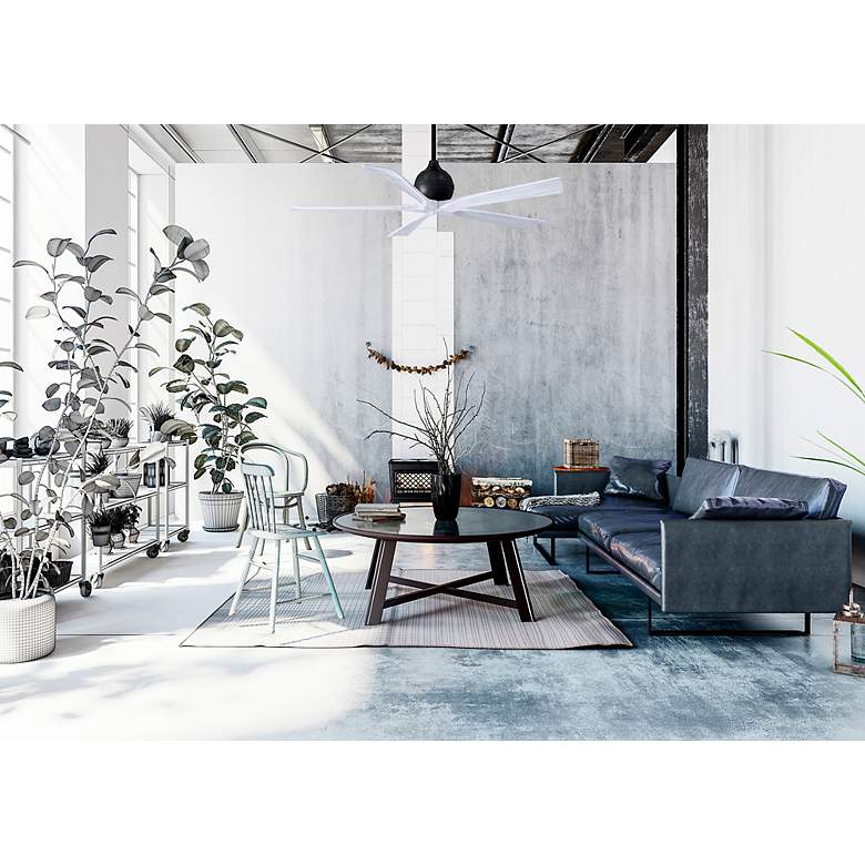 Image 6 60" Matthews Irene-5 Matte Black White Damp Ceiling Fan with Remote more views