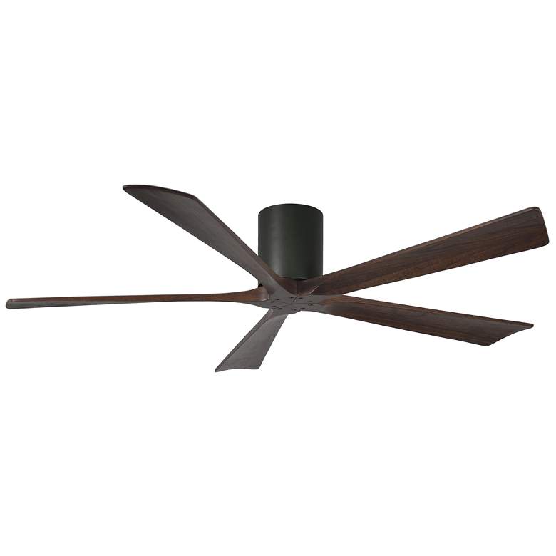 Image 1 60" Matthews Irene-5H Black and Walnut Hugger Ceiling Fan with Remote