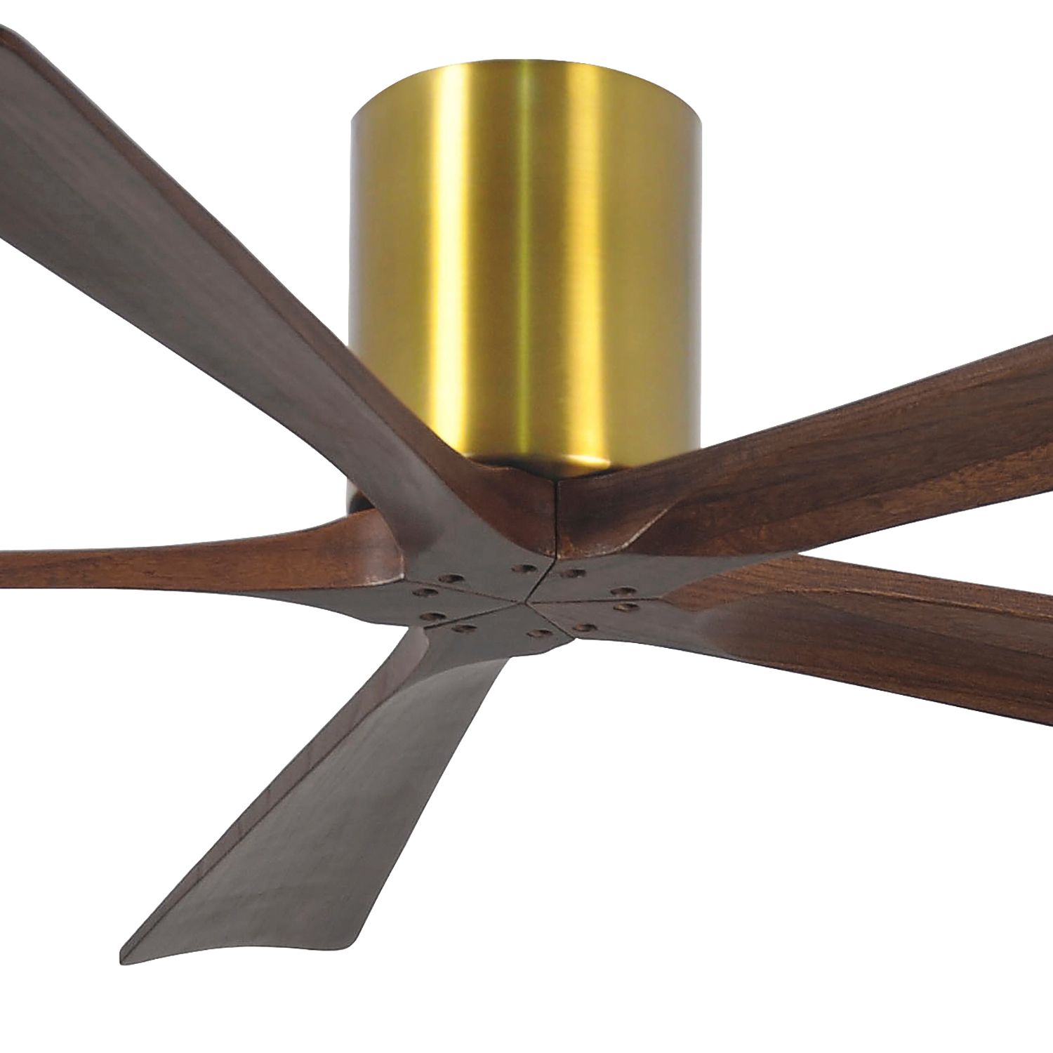 Image 2 60" Matthews Irene-5H Brass and Walnut Hugger Ceiling Fan with Remote more views