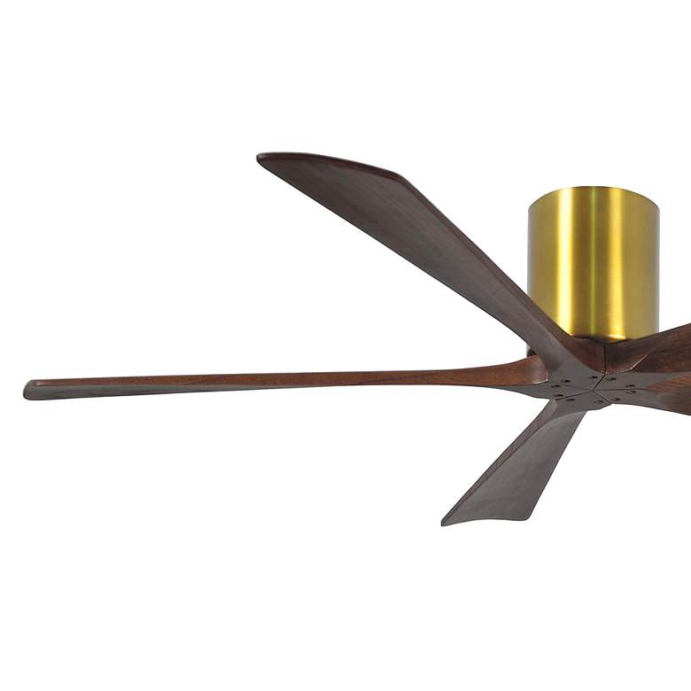 Image 3 60" Matthews Irene-5H Brass and Walnut Hugger Ceiling Fan with Remote more views