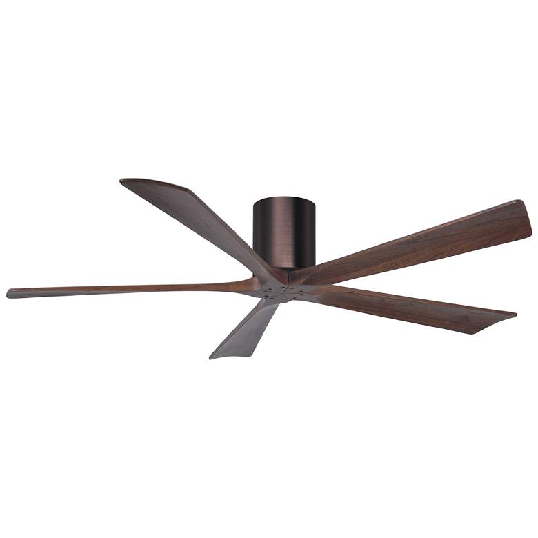 Image 1 60" Matthews Irene-5H Bronze and Walnut Hugger Ceiling Fan with Remote