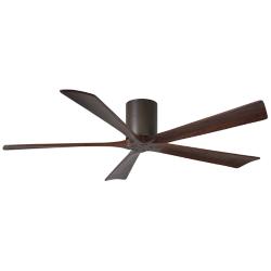 60" Matthews Irene-5H Bronze and Walnut Hugger Ceiling Fan with Remote