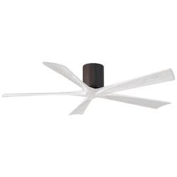 60" Matthews Irene-5H Bronze and White Hugger Ceiling Fan with Remote
