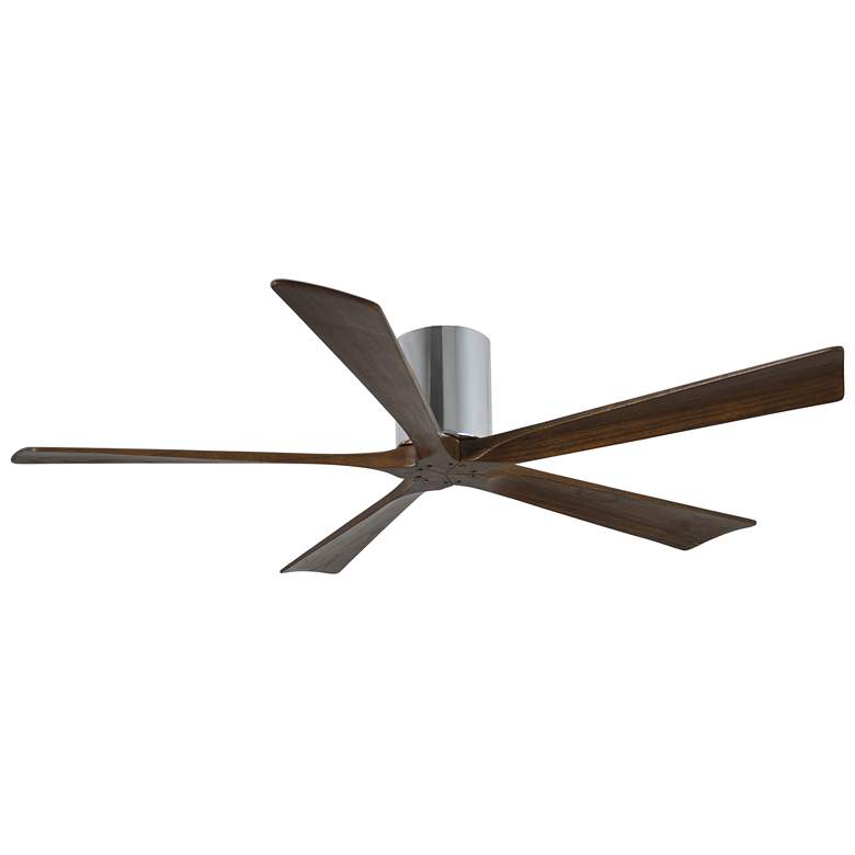 Image 1 60" Matthews Irene-5H Chrome and Walnut Hugger Ceiling Fan with Remote