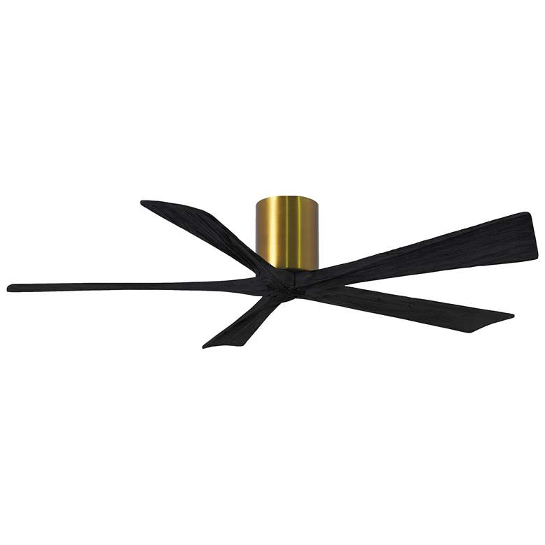 Image 1 60 inch Matthews Irene-5H Damp Brass Black Hugger Ceiling Fan with Remote