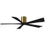 60" Matthews Irene-5H Damp Brass Black Hugger Ceiling Fan with Remote
