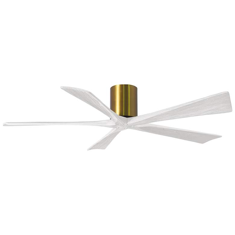 Image 1 60 inch Matthews Irene-5H Damp Brass White Hugger Ceiling Fan with Remote