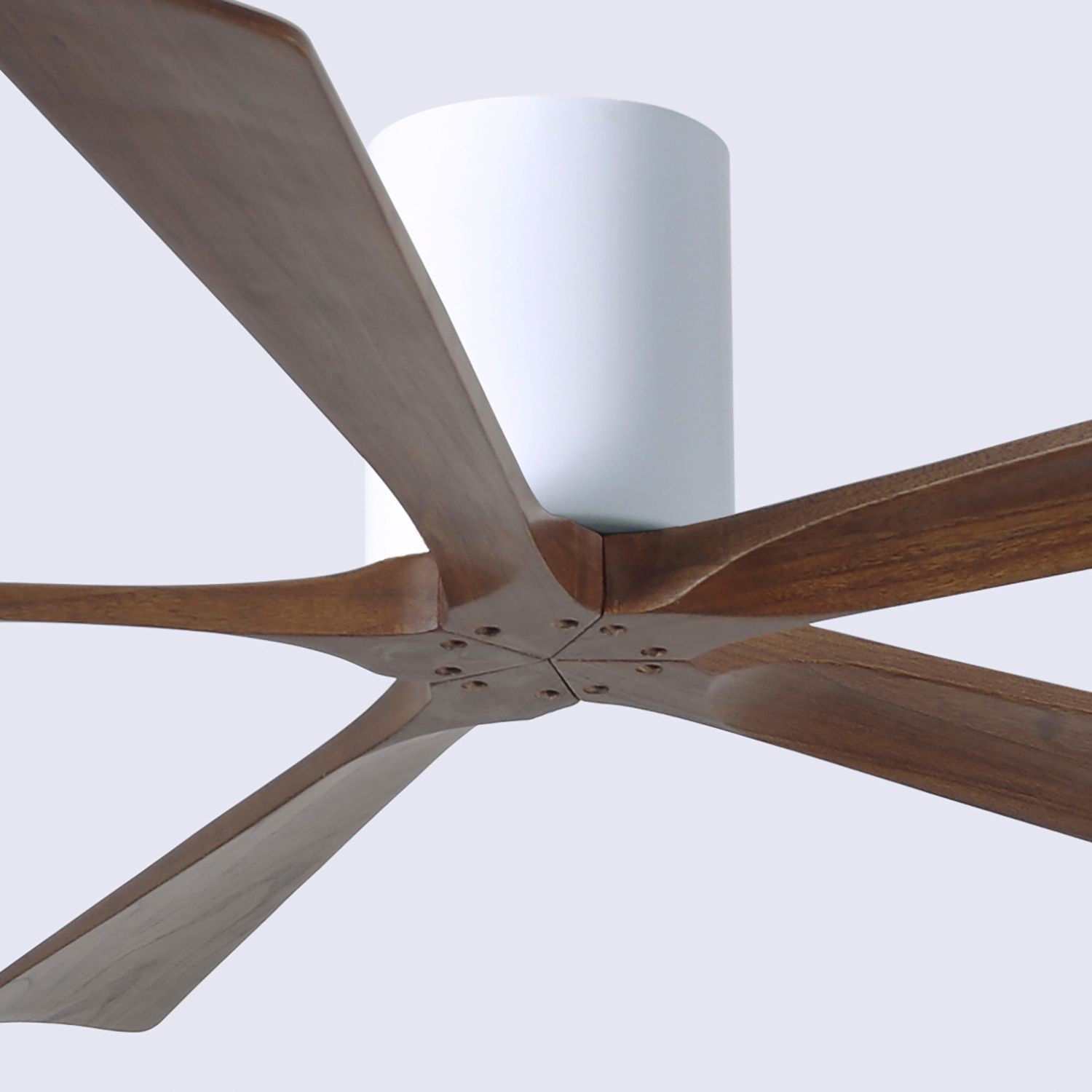 60" Matthews Irene-5H Damp White Walnut Hugger Ceiling Fan with Remote