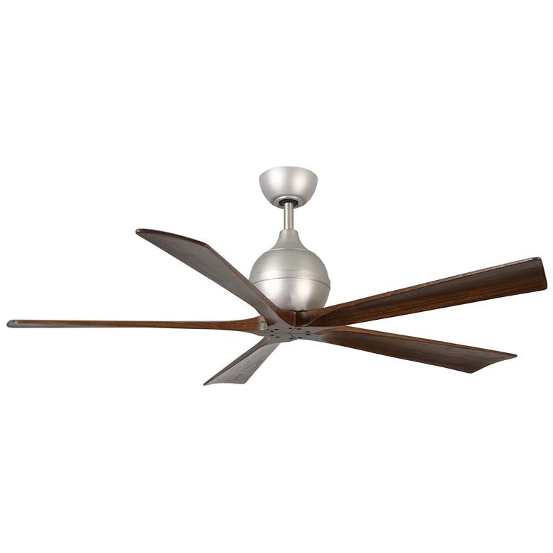 Image 1 60" Matthews Irene-5H Nickel and Walnut Hugger Ceiling Fan with Remote