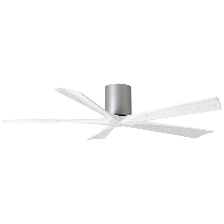 Image 1 60" Matthews Irene-5H Nickel and White Hugger Ceiling Fan with Remote