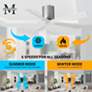 60" Matthews Irene-5H Nickel and White Hugger Ceiling Fan with Remote