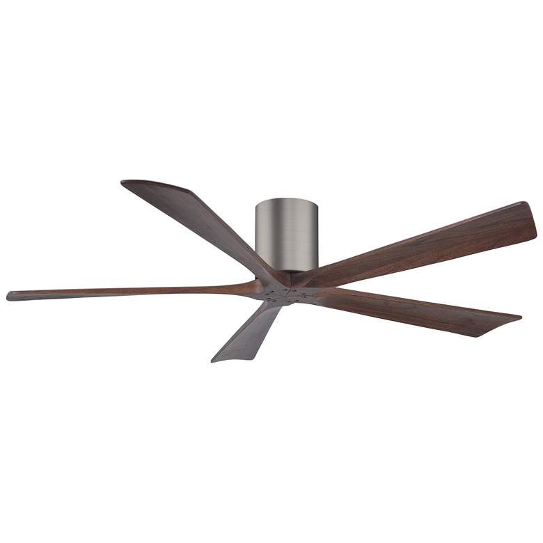 Image 1 60" Matthews Irene-5H Pewter and Walnut Hugger Ceiling Fan with Remote