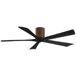 60" Matthews Irene-5H Walnut and Black Hugger Ceiling Fan with Remote