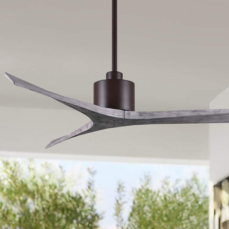 Image 1 60 inch Matthews Mollywood Bronze Barnwood Outdoor Ceiling Fan with Remote