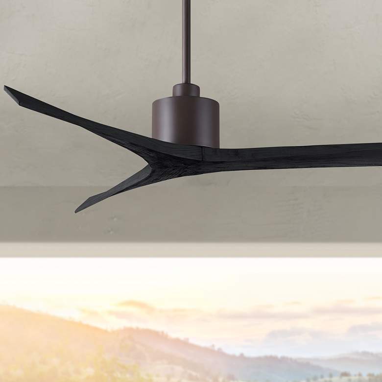 Image 1 60" Matthews Mollywood Bronze Black Damp Rated Ceiling Fan with Remote