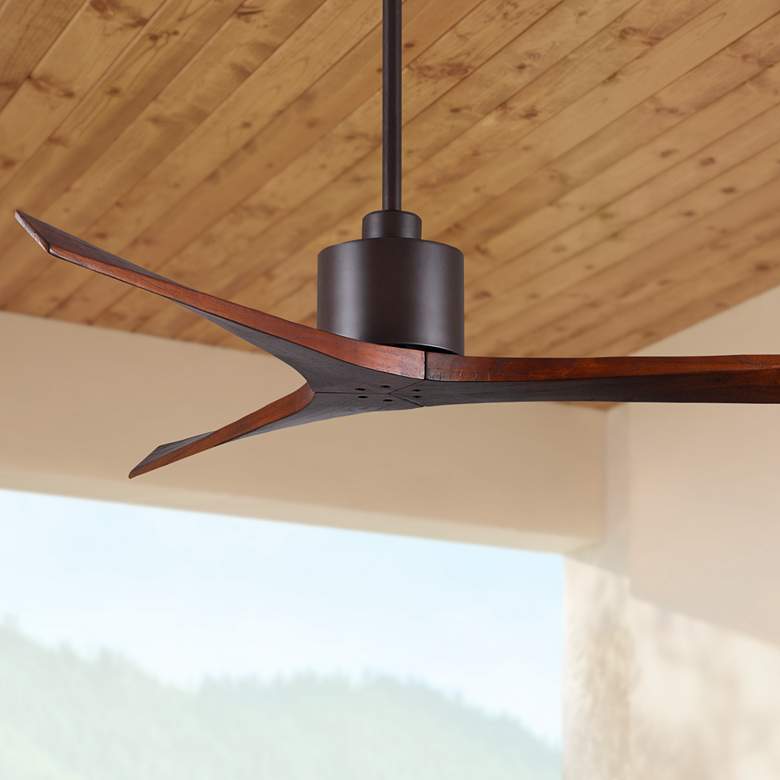 Image 1 60" Matthews Mollywood Bronze Walnut Damp Ceiling Fan with Remote