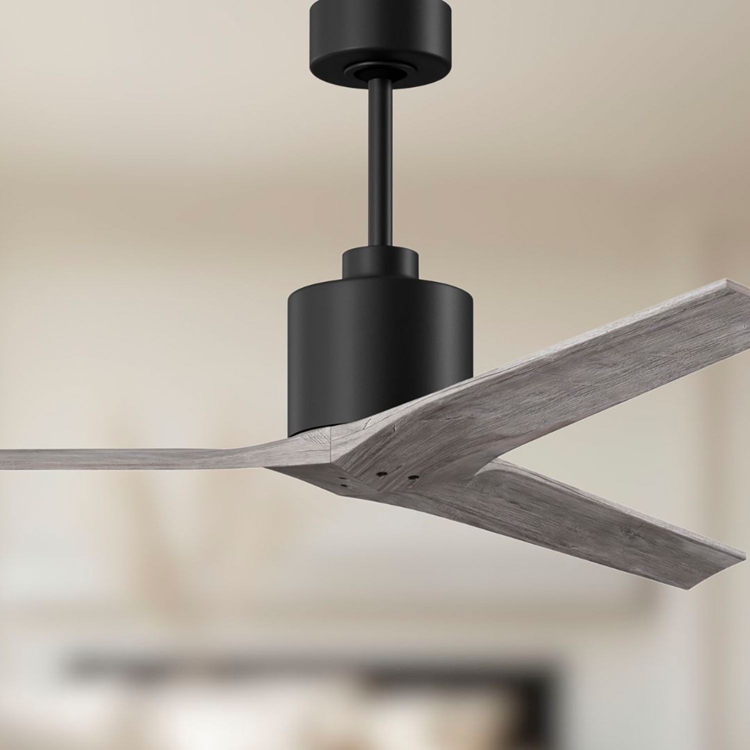 Image 5 60" Matthews Mollywood Matte Black Barnwood Damp Rated Fan with Remote more views