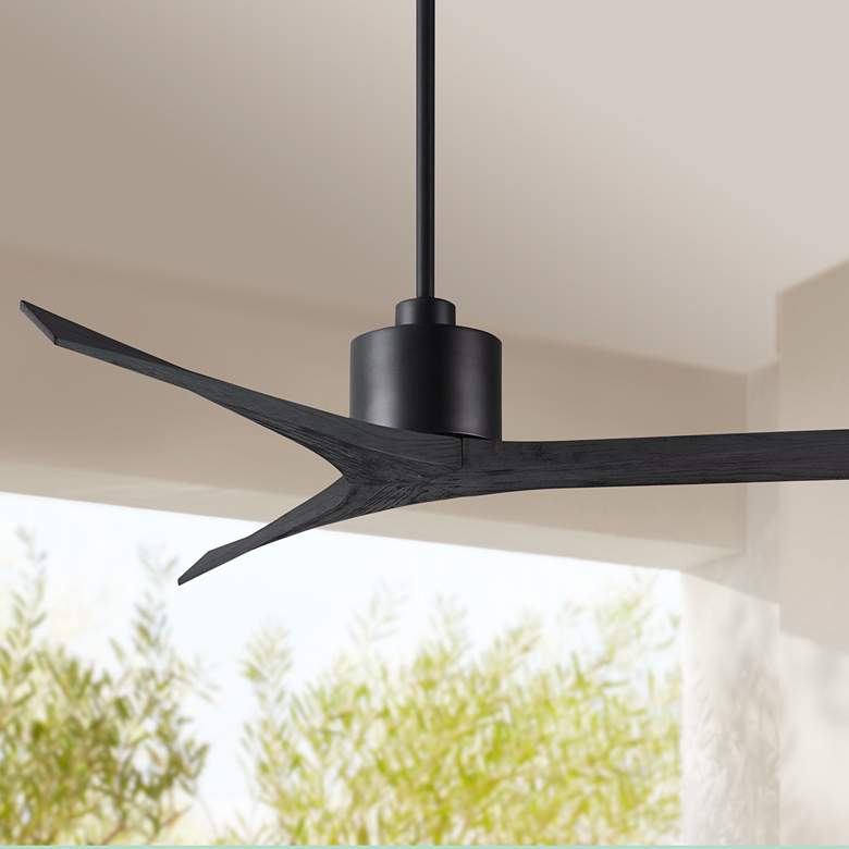 Image 1 60" Matthews Mollywood Matte Black Damp Rated Ceiling Fan with Remote