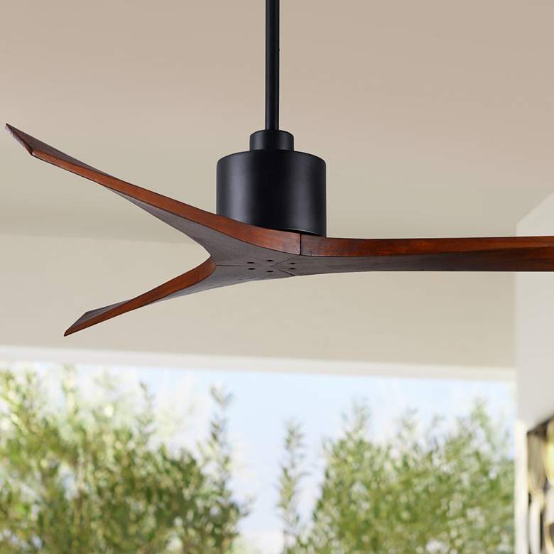 Image 1 60" Matthews Mollywood Matte Black Walnut Damp Rated Fan with Remote