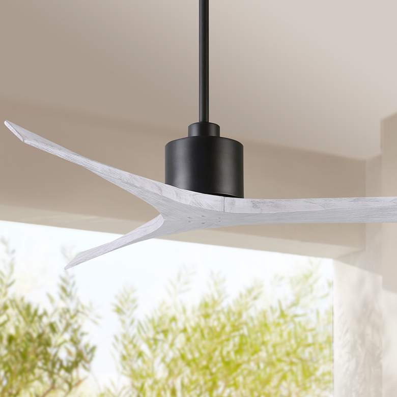 Image 1 60" Matthews Mollywood Matte Black White Damp Rated Fan with Remote
