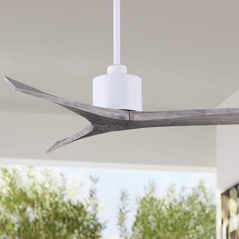 Image 1 60" Matthews Mollywood Matte White Barnwood Damp Rated Fan with Remote