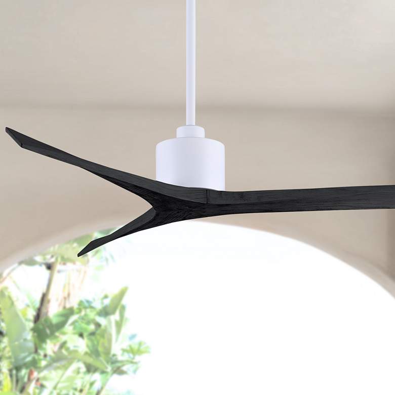 Image 1 60" Matthews Mollywood Matte White Black Damp Rated Fan with Remote