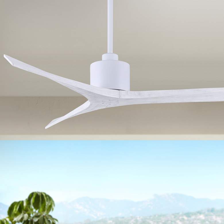 Image 1 60 inch Matthews Mollywood Matte White Outdoor Ceiling Fan with Remote