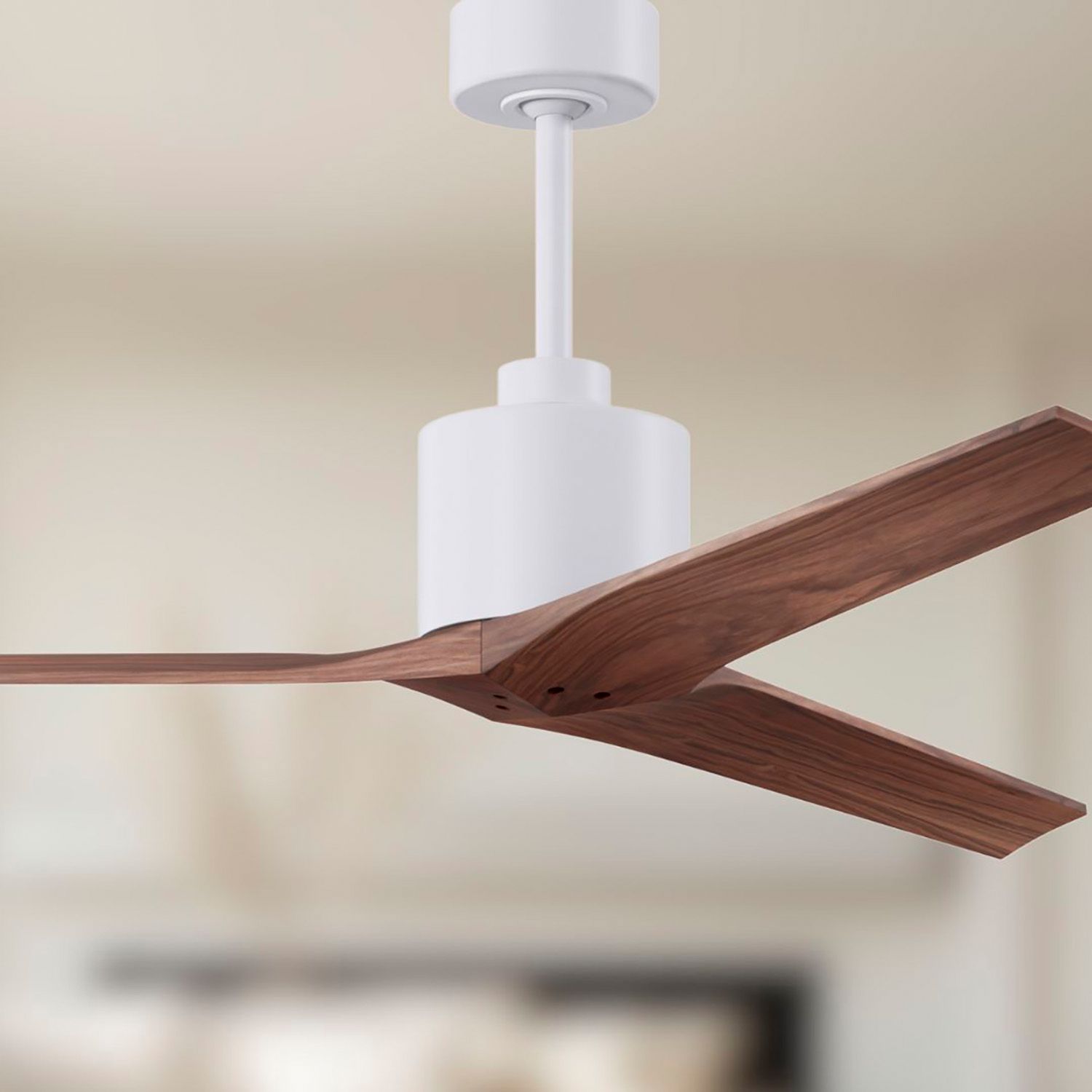 Image 5 60" Matthews Mollywood Matte White Walnut Outdoor Fan with Remote more views