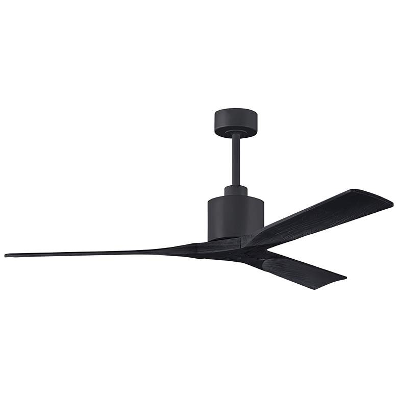 Image 1 60 inch Matthews Nan 60 inch Matte Black Damp Ceiling Fan with Remote