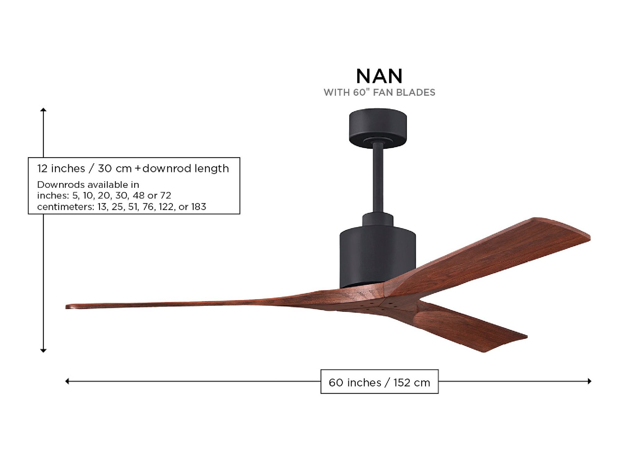 60" Matthews Nan 60" Matte Black Damp Ceiling Fan with Remote
