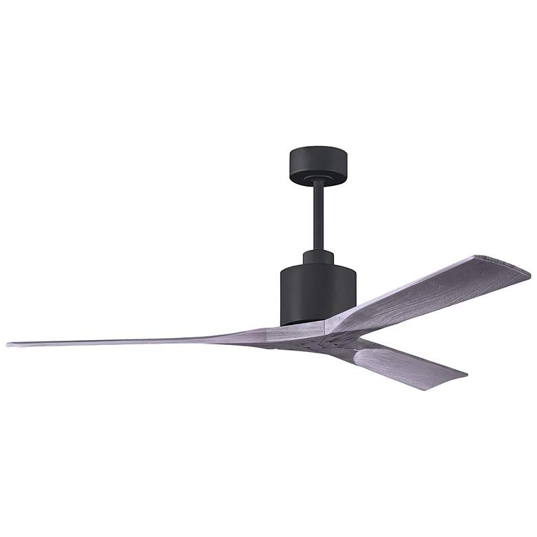 Image 1 60 inch Matthews Nan Black and Barnwood Outdoor Ceiling Fan with Remote
