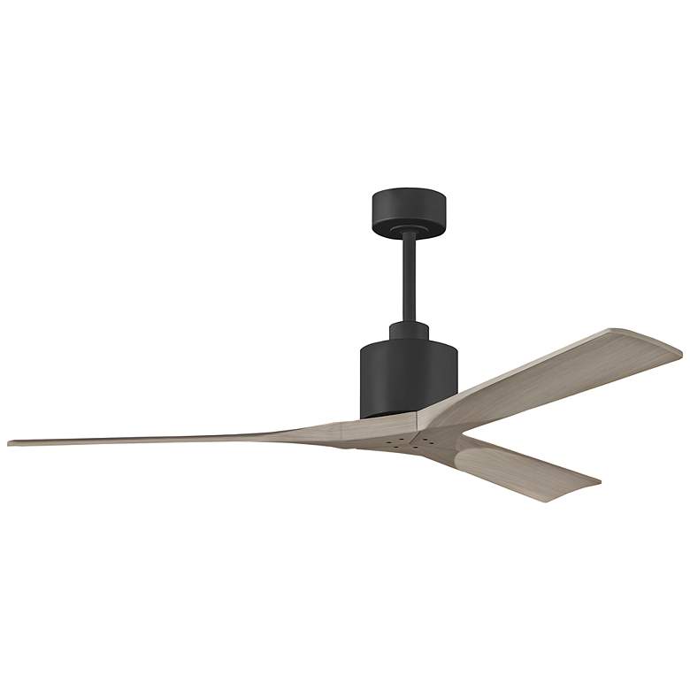 Image 1 60" Matthews Nan Black and Gray Ash Outdoor Ceiling Fan with Remote