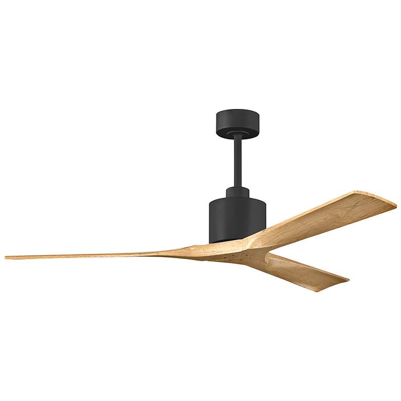 Image 1 60 inch Matthews Nan Black and Maple Outdoor Ceiling Fan with Remote
