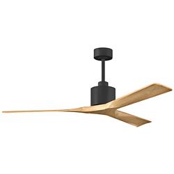 60&quot; Matthews Nan Black and Maple Outdoor Ceiling Fan with Remote