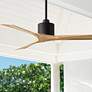 1_60" Matthews Nan Black and Maple Outdoor Ceiling Fan with Remote