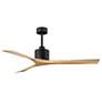 60" Matthews Nan Black and Maple Outdoor Ceiling Fan with Remote