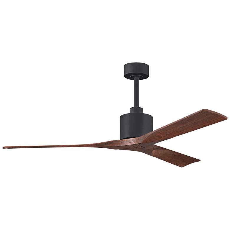 Image 1 60" Matthews Nan Black and Walnut Outdoor Ceiling Fan with Remote