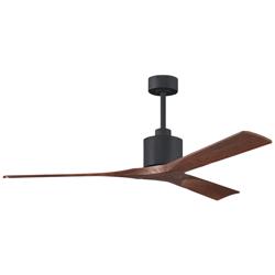 60&quot; Matthews Nan Black and Walnut Outdoor Ceiling Fan with Remote