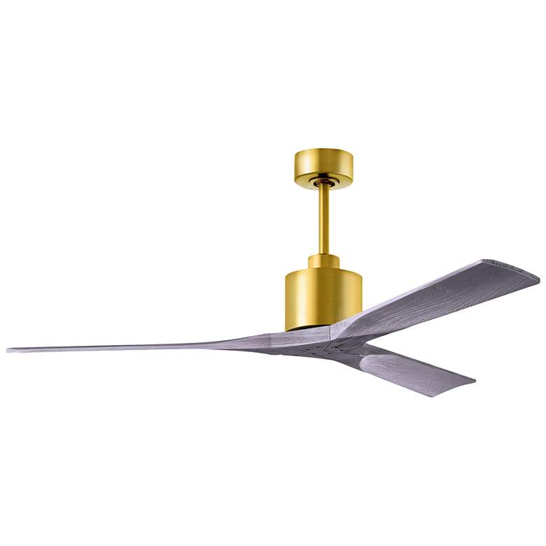Image 1 60" Matthews Nan Brass and Barnwood Outdoor Ceiling Fan with Remote