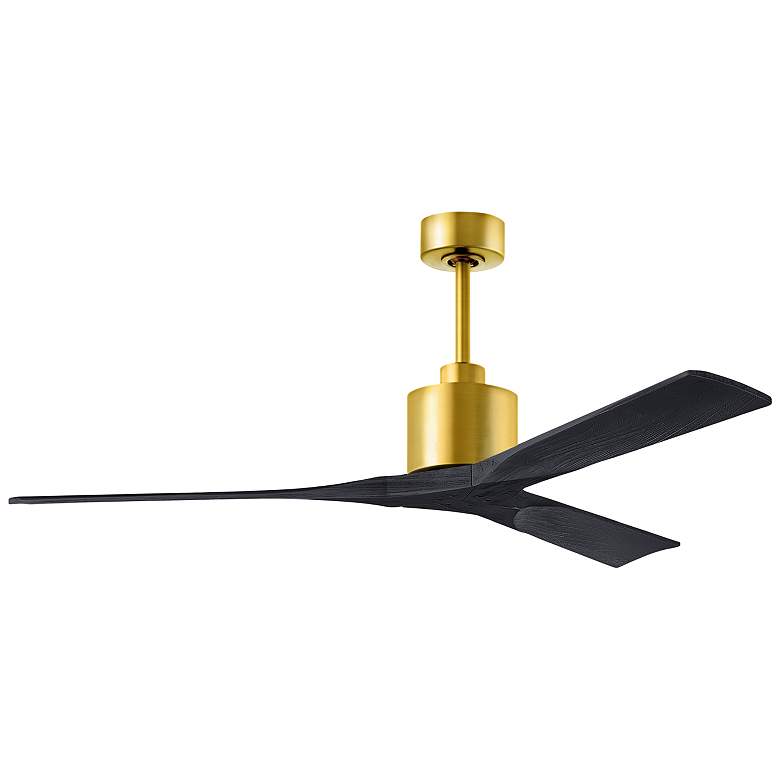 Image 1 60" Matthews Nan Brass and Black Outdoor Ceiling Fan with Remote