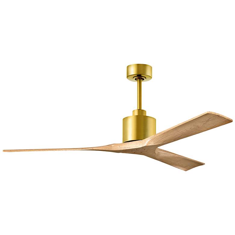 Image 1 60" Matthews Nan Brass and Maple Outdoor Ceiling Fan with Remote