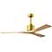 60" Matthews Nan Brass and Maple Outdoor Ceiling Fan with Remote