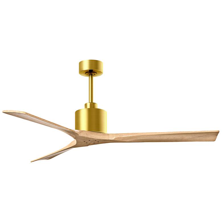 Image 5 60" Matthews Nan Brass and Maple Outdoor Ceiling Fan with Remote more views