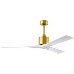 60&quot; Matthews Nan Brass and White Outdoor Ceiling Fan with Remote